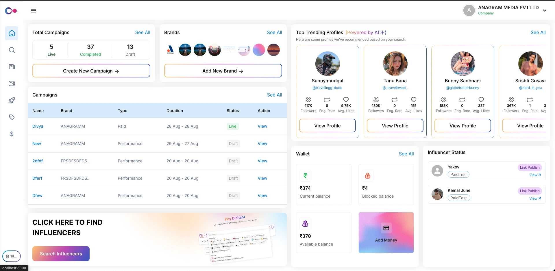 Influencer Marketing Platform preview