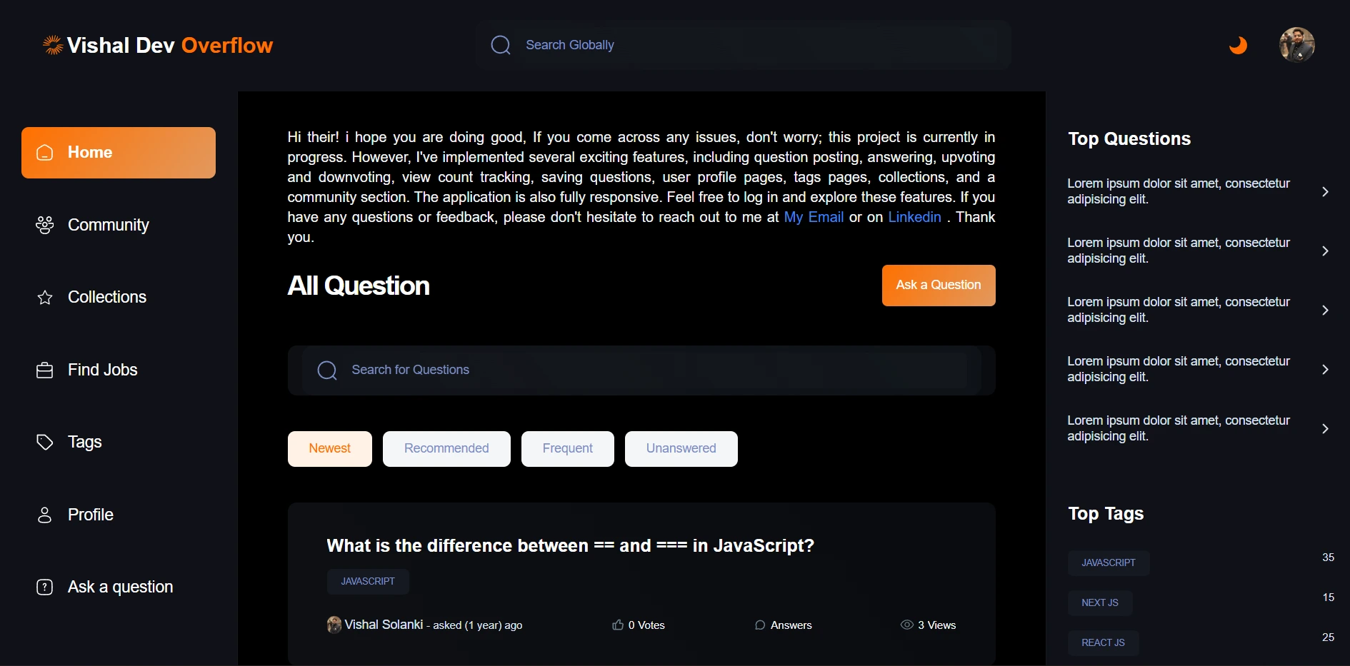 Stack Overflow Clone preview